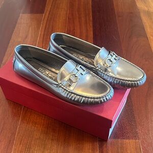 Salvatore Ferragamo Silver Loafers